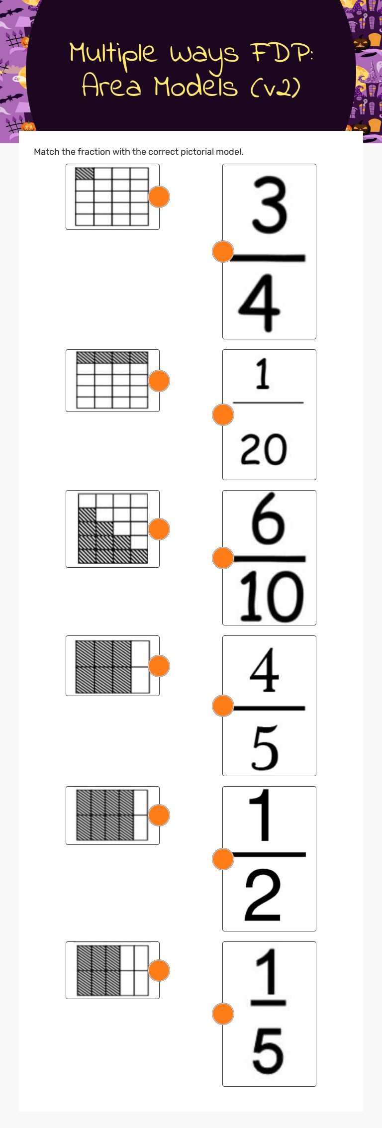 Multiple Ways FDP: Area Models (v2) Grade 6 worksheet preview