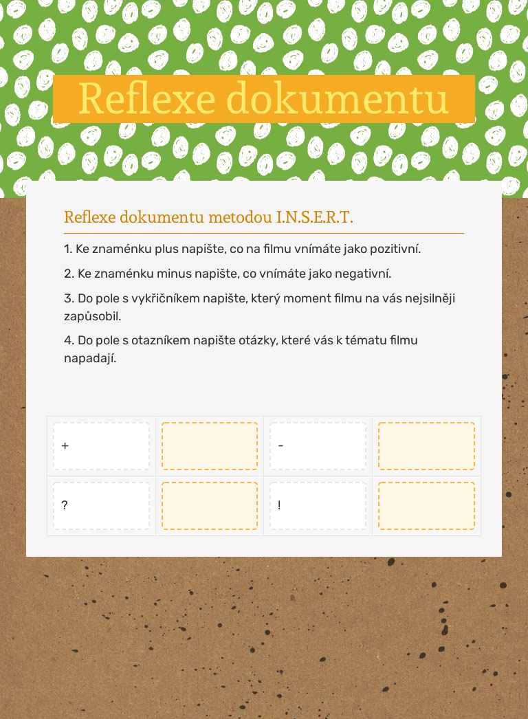 Reflexe dokumentu worksheet preview image