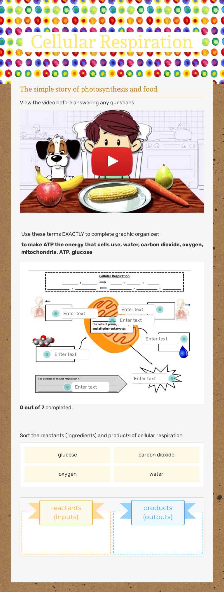 Cellular Respiration worksheet preview image