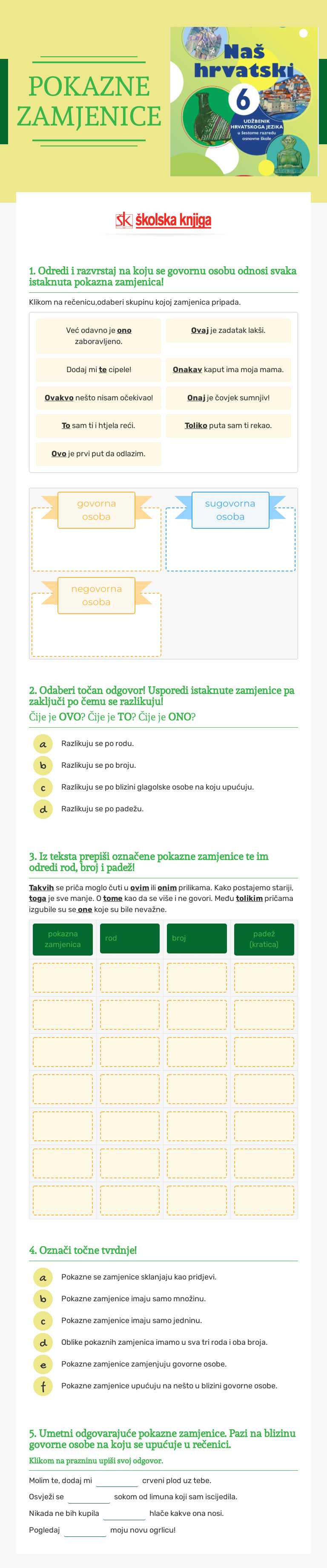 POKAZNE ZAMJENICE worksheet preview image