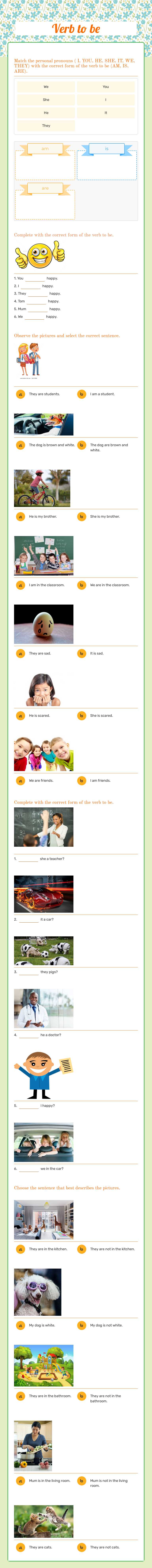 Verb to be Grade 2 worksheet preview