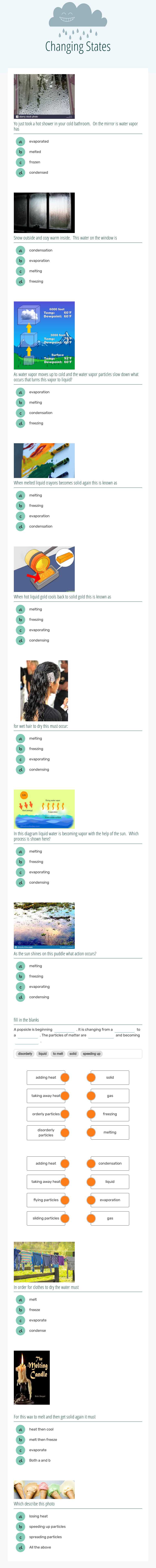Changing States Grade 5 worksheet preview