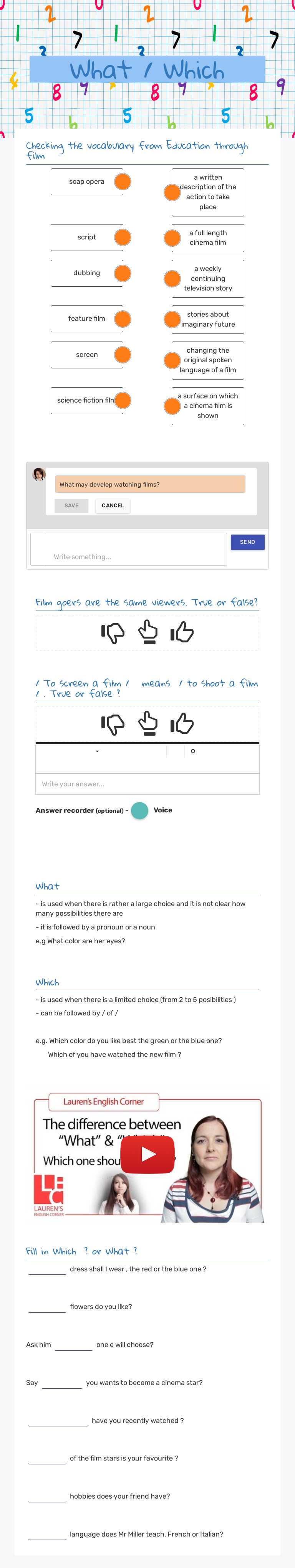 What / Which worksheet preview image