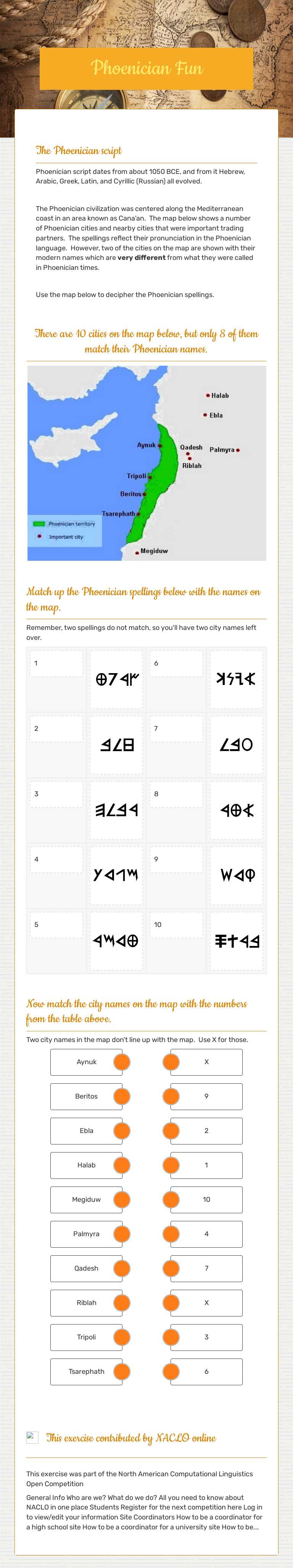 Phoenician Fun worksheet preview image