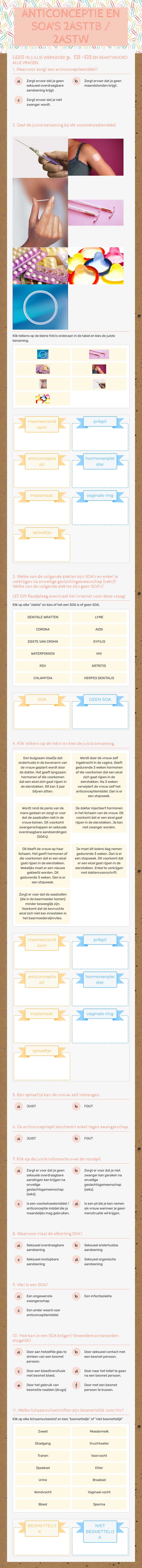 ANTICONCEPTIE EN SOA'S 2ASTTB / 2ASTW worksheet preview image