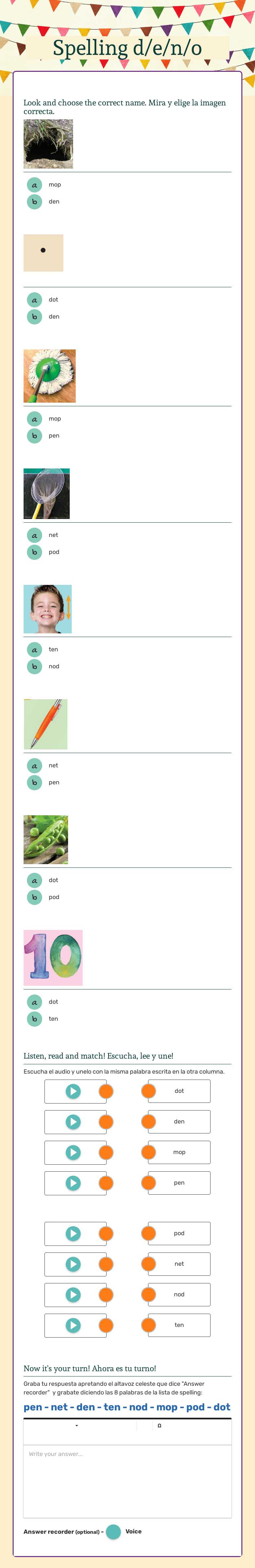 Spelling d/e/n/o worksheet preview image