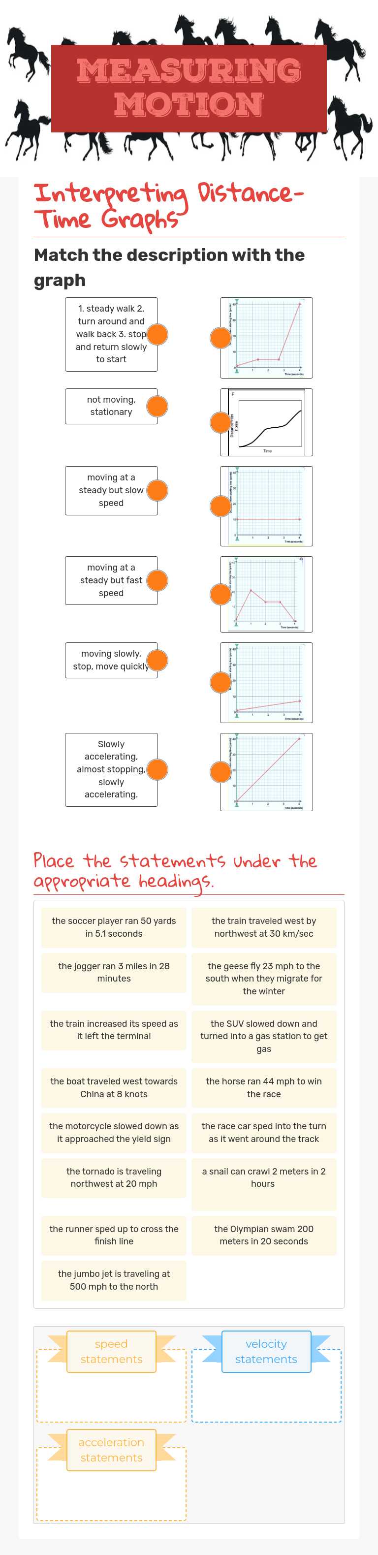 Measuring Motion worksheet preview image