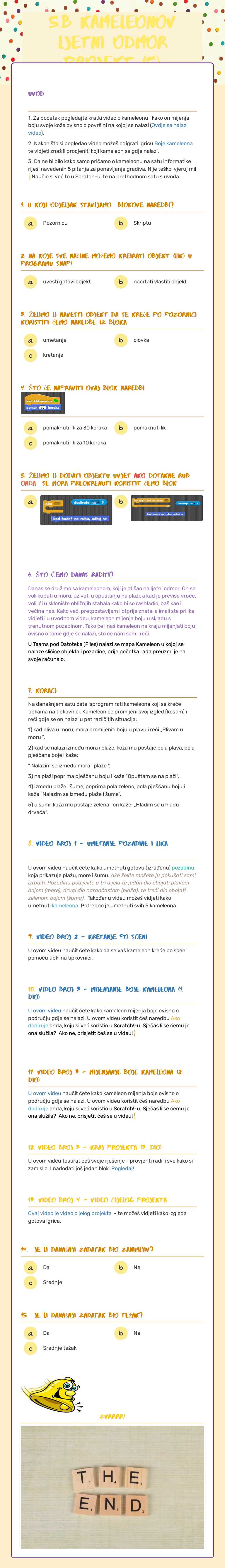 5.b kaMELEONOV LJETNI ODMOR projekt (5) worksheet preview image