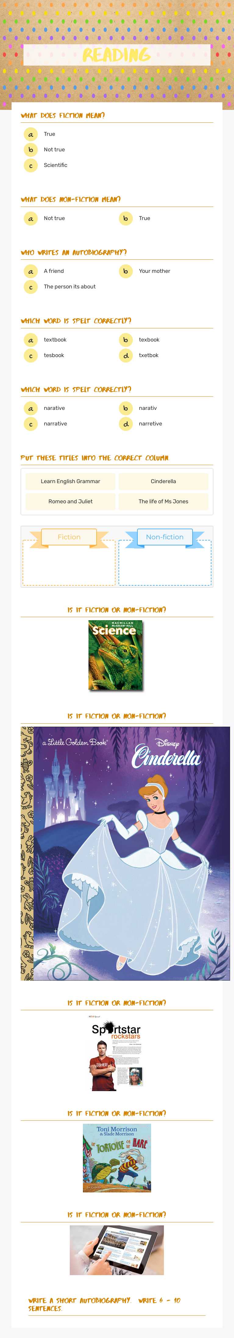 Reading worksheet preview image