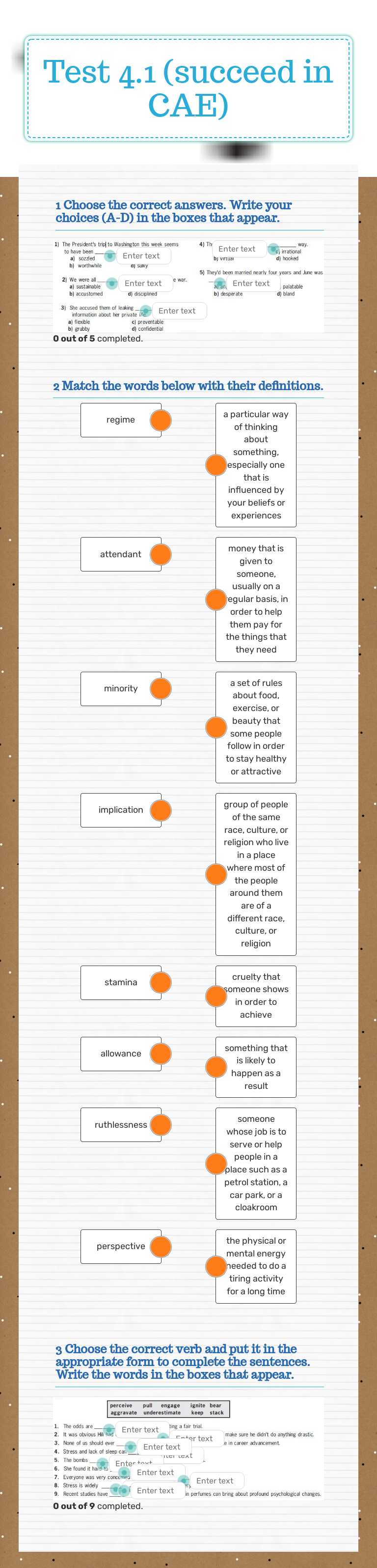 Test 4.1 (succeed in CAE) worksheet preview image