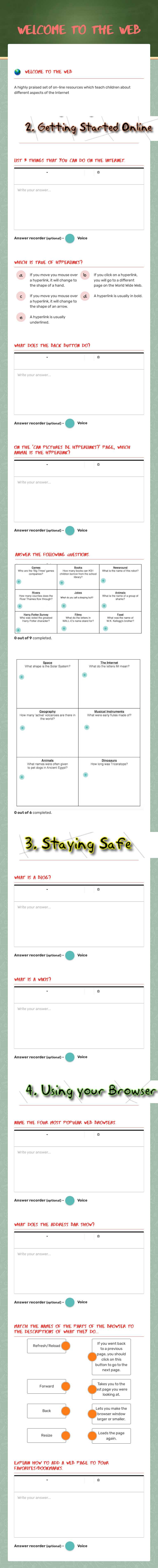 Welcome to the Web worksheet preview image