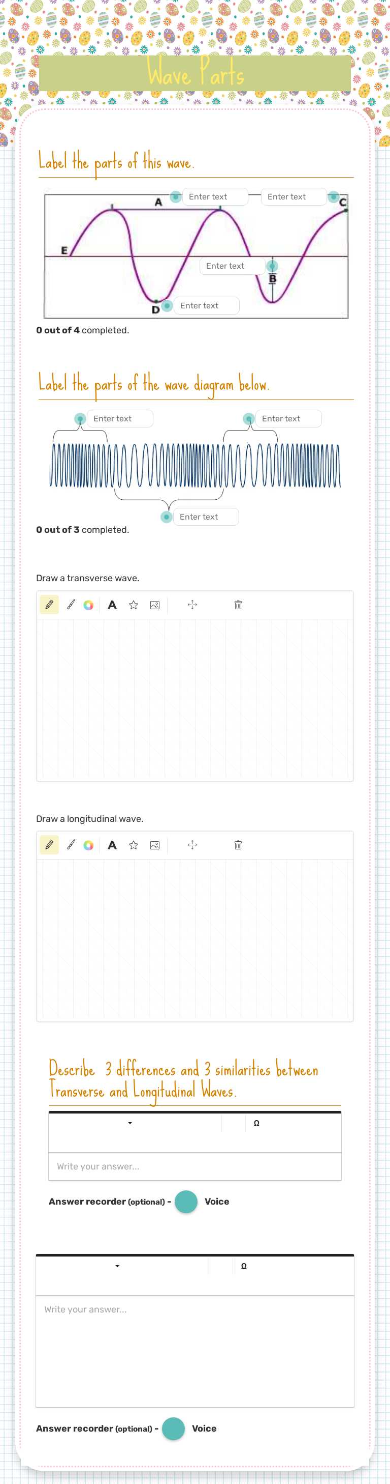 Wave Parts worksheet preview image