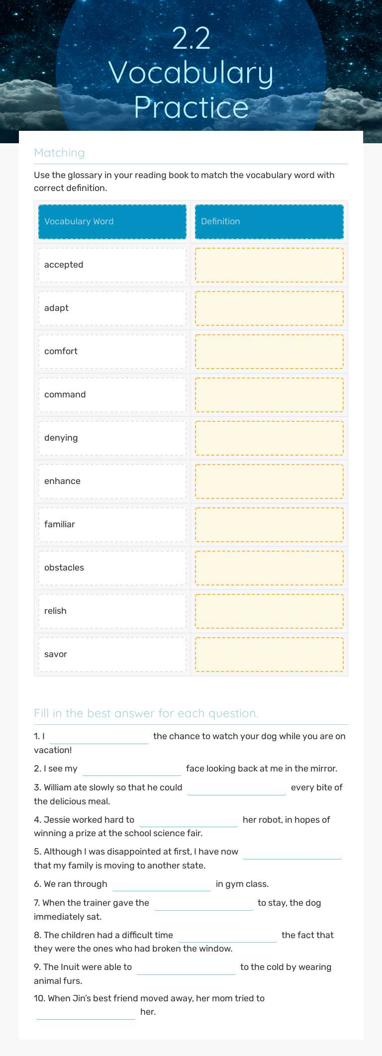 2.2 Vocabulary Practice worksheet preview image