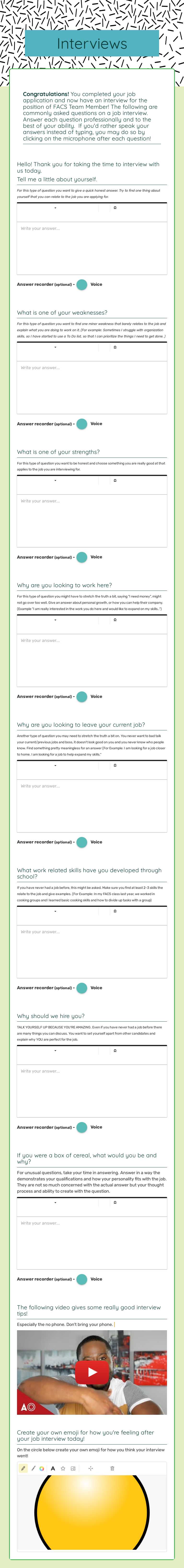 Interviews Grade 8 worksheet preview