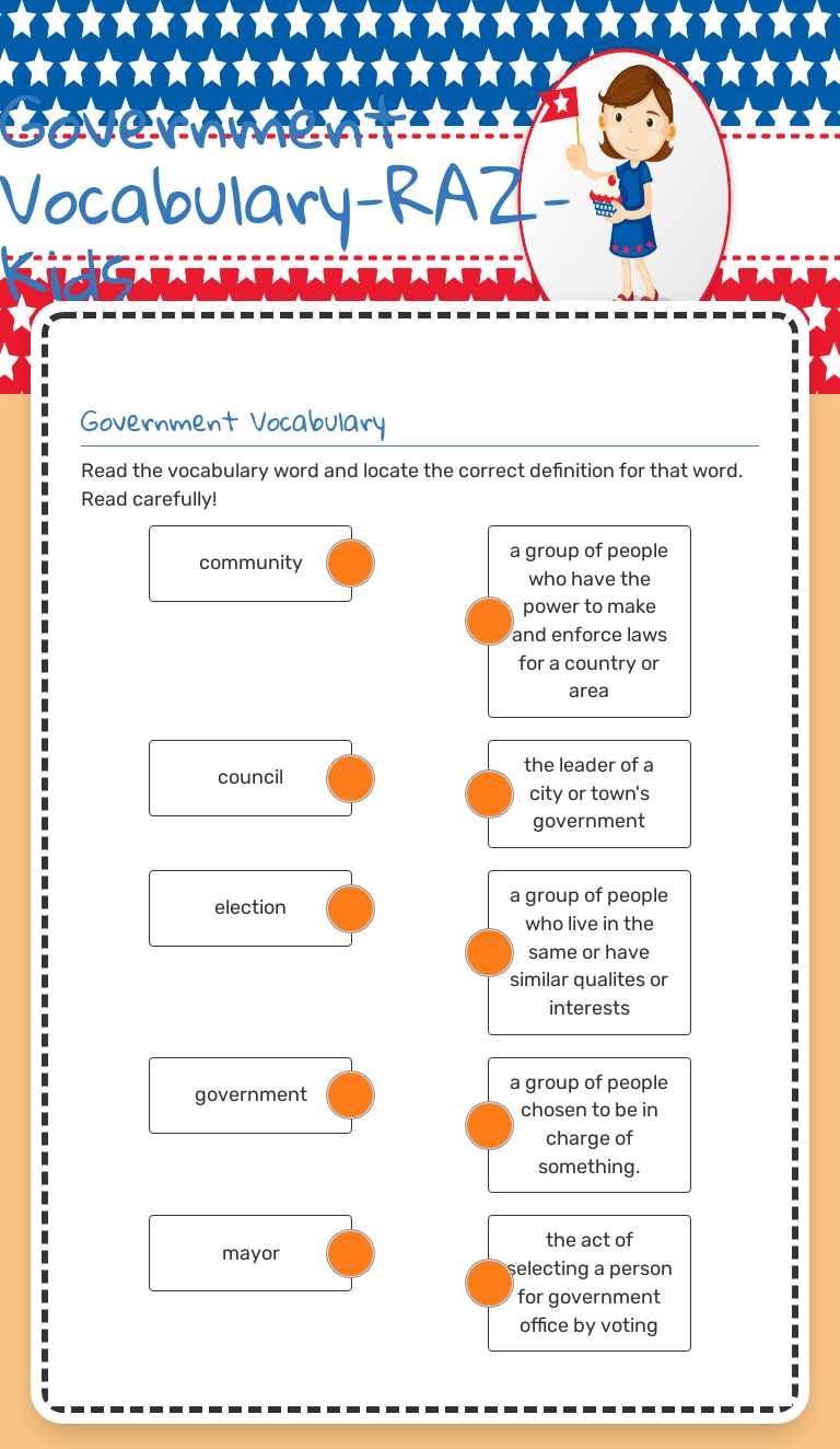 Government Vocabulary-RAZ-Kids worksheet preview image