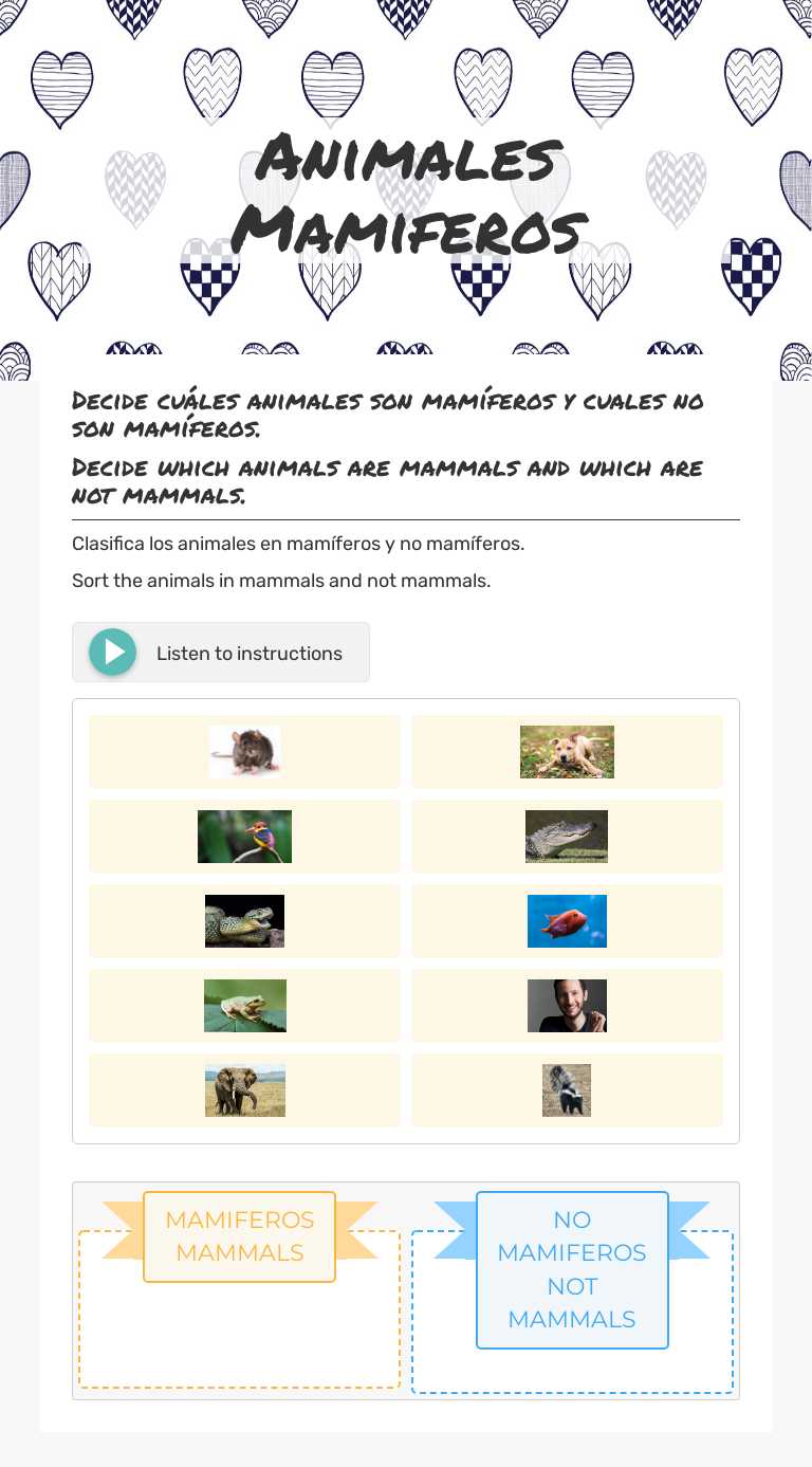Animales Mamiferos worksheet preview image