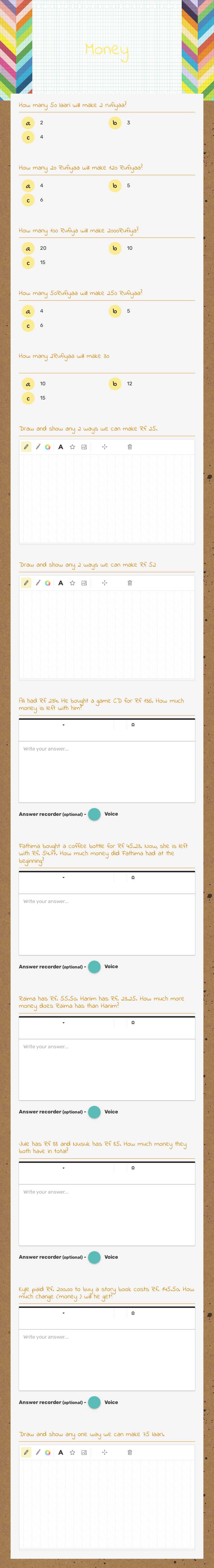 Money worksheet preview image
