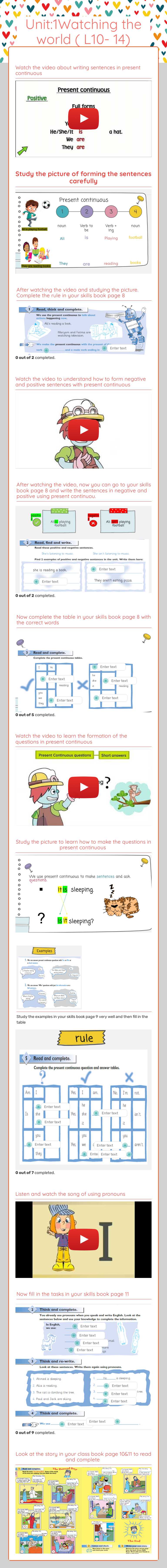 Unit:1Watching the world ( L10- 14) worksheet preview image