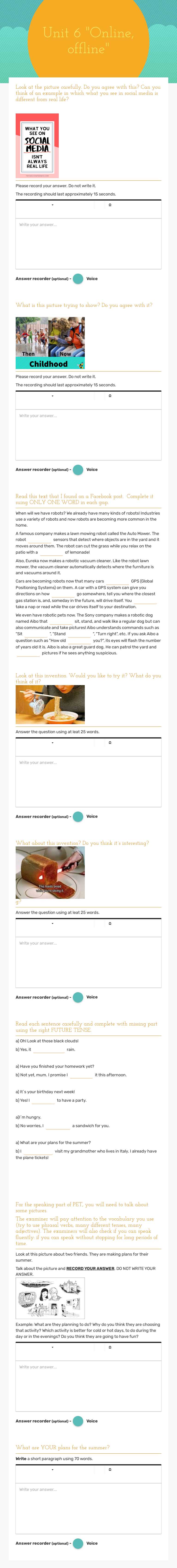 Unit 6 "Online, offline" worksheet preview image