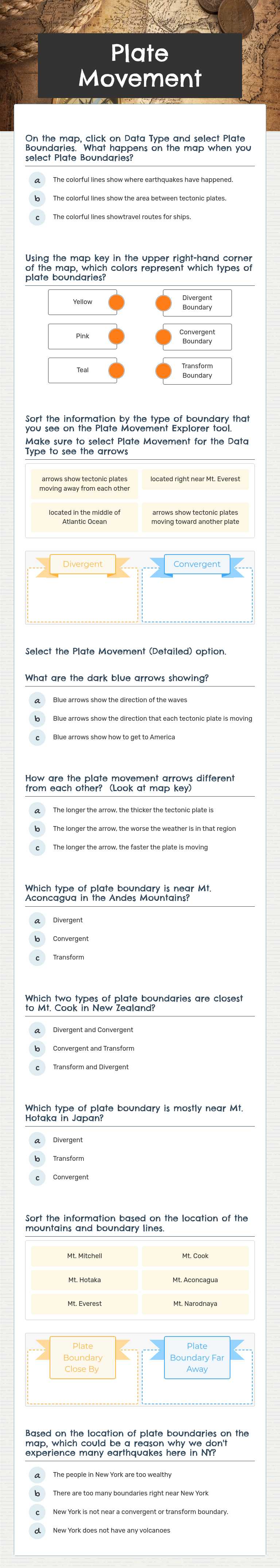 Plate Movement worksheet preview image