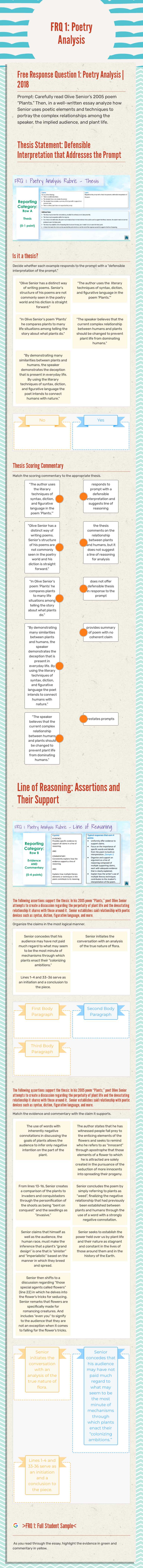 FRQ 1: Poetry Analysis Grade 12 worksheet preview