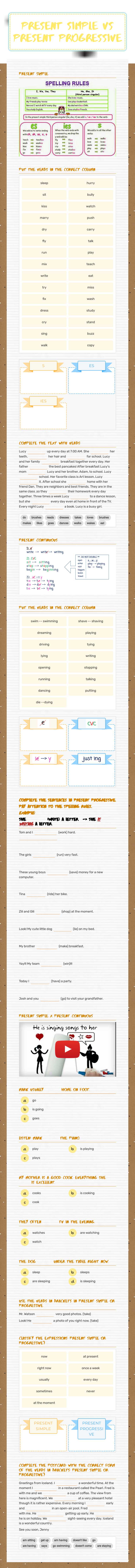 present Simple vs 
Present Progressive worksheet preview image