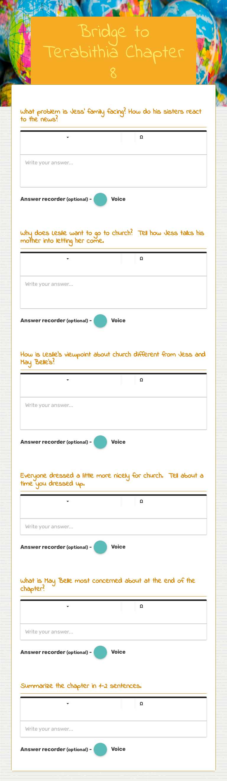 Bridge to Terabithia Chapter 8 worksheet preview
