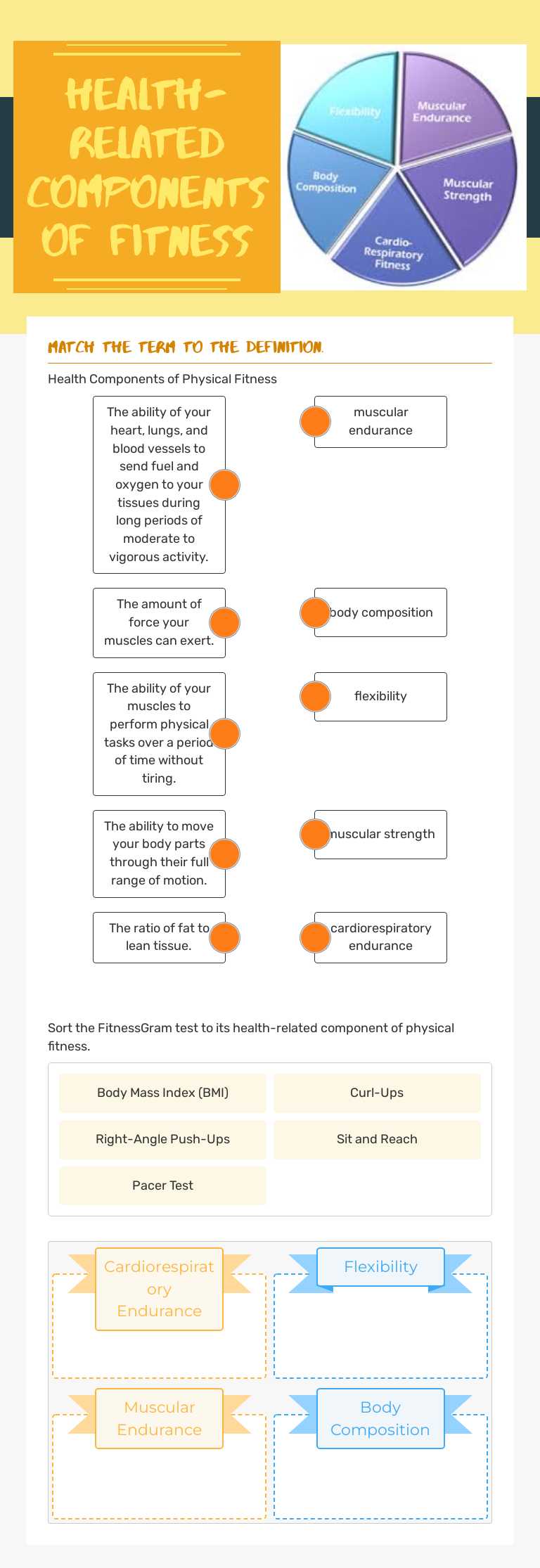 Health-Related Components of fitness worksheet preview image