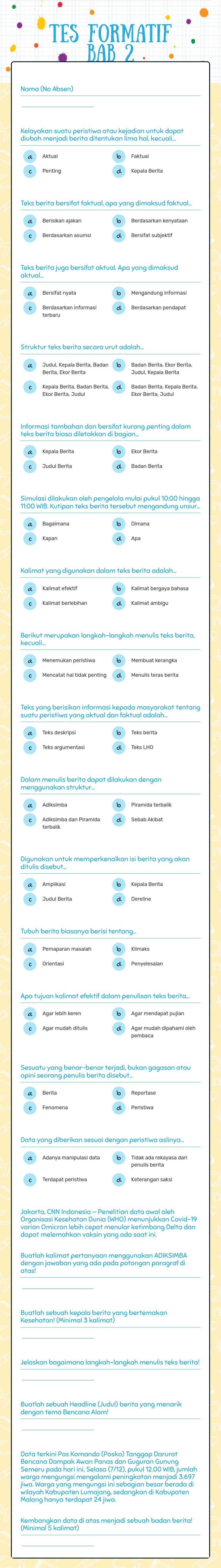 Tes Formatif Bab 2 worksheet preview image