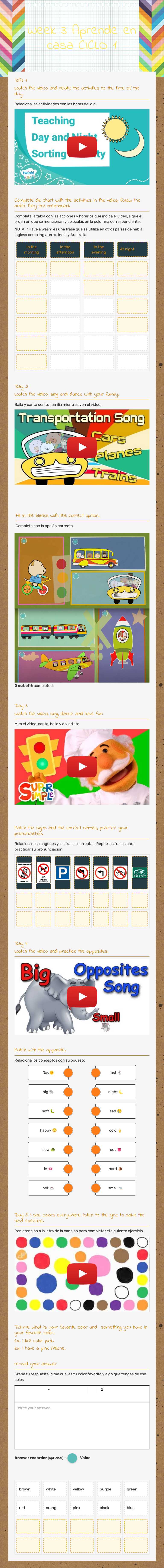Week 3 Aprende en casa    CICLO 1 worksheet preview image
