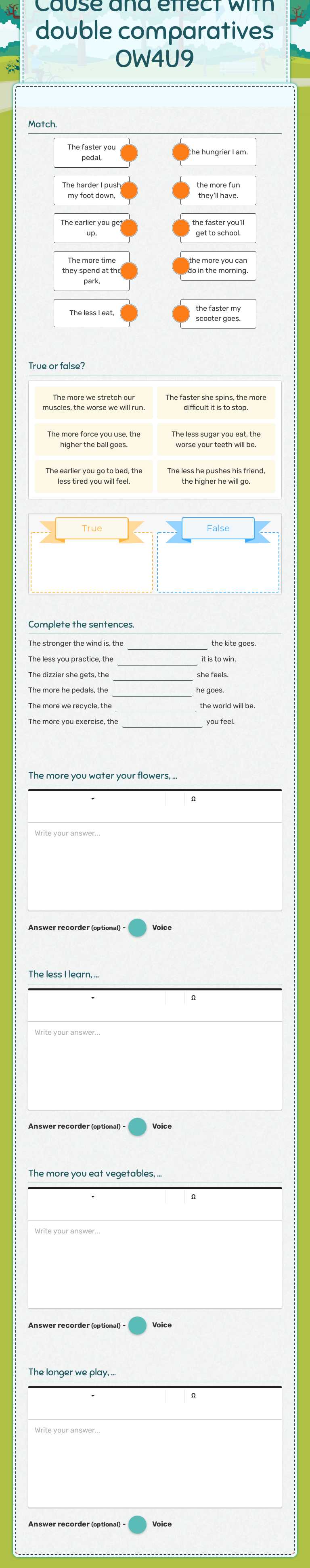 Cause and effect with double comparatives OW4U9 worksheet preview image