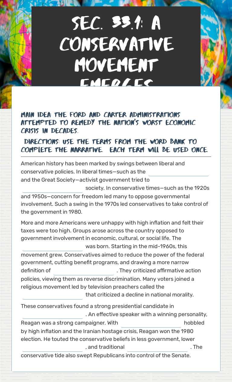 Sec. 33.1: A Conservative Movement Emerges worksheet preview image