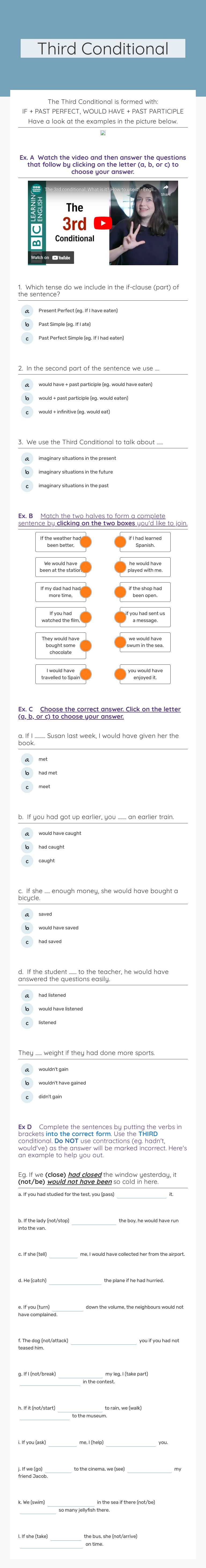 Third Conditional worksheet preview image
