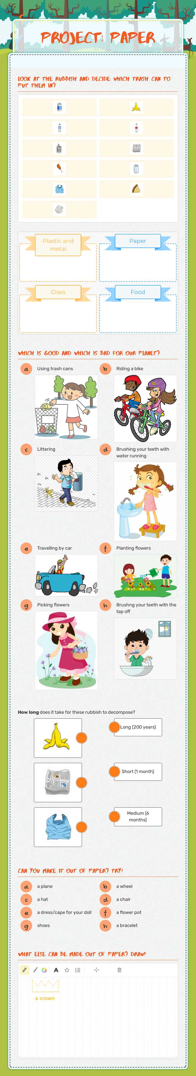 Project: paper Preschool worksheet preview