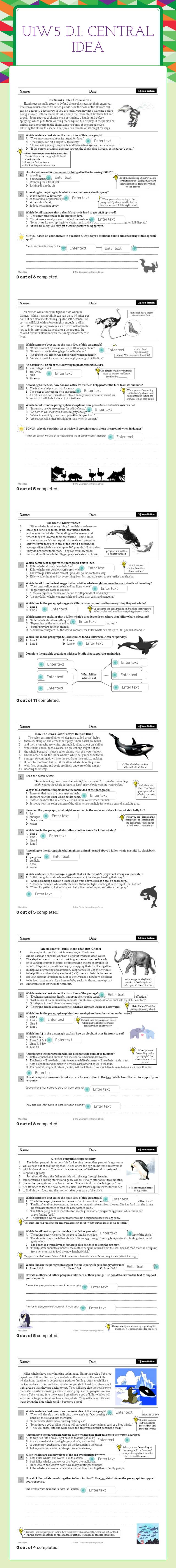 U1W5 D.I: Central Idea worksheet preview image