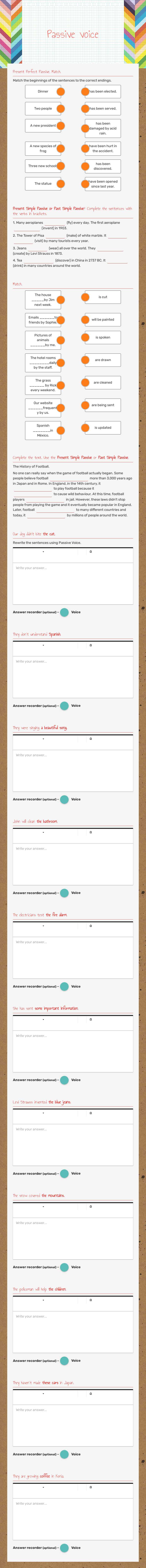 Passive voice Grade 5 worksheet preview