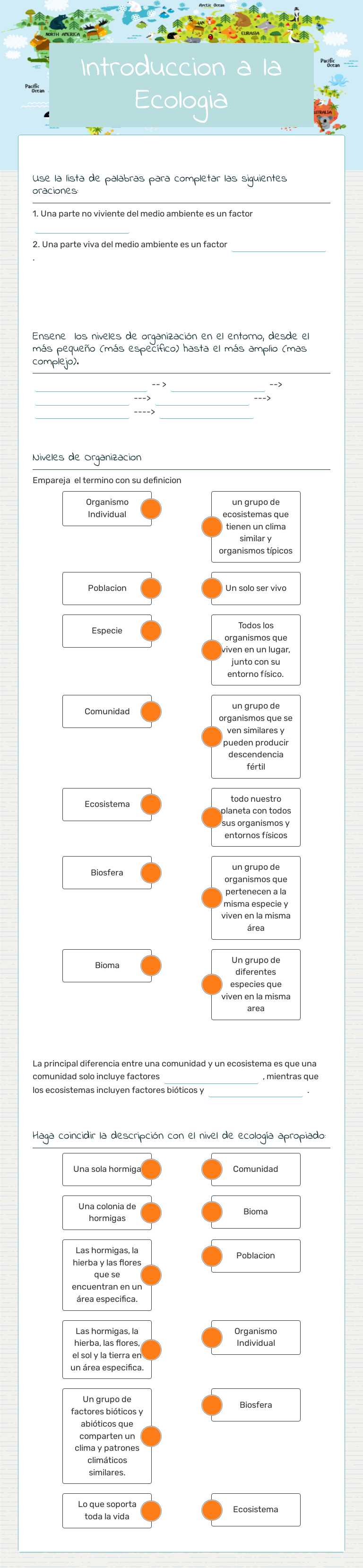 Introduccion a la Ecologia worksheet preview image