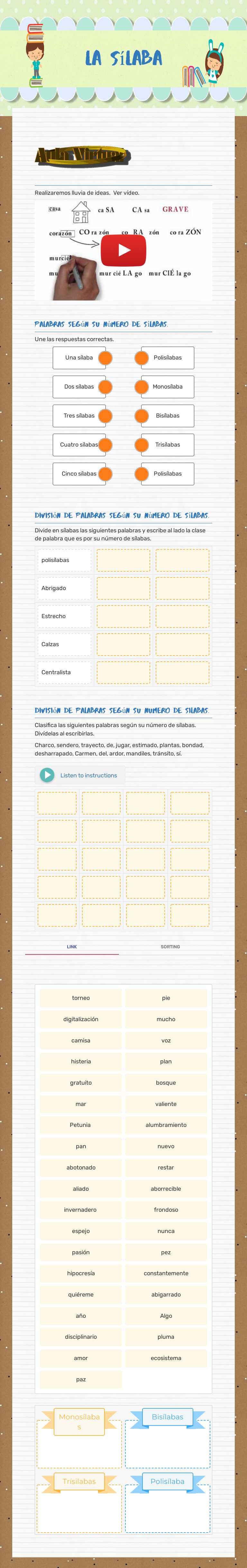 La Sílaba worksheet preview image