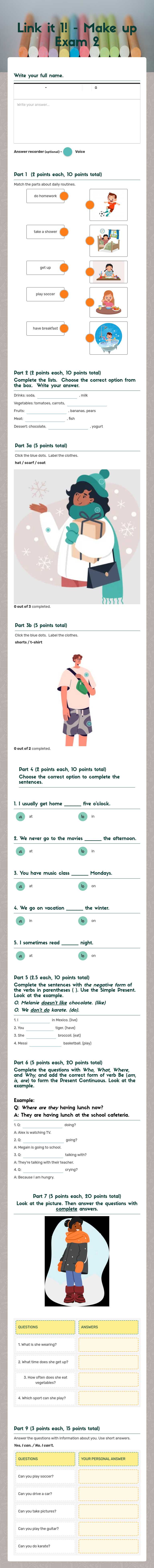 Link it 1! - Make up Exam 2 worksheet preview image