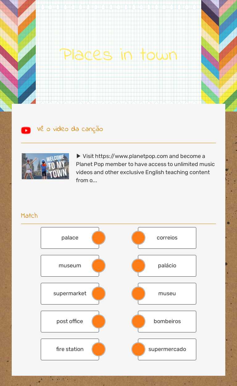 Places in town worksheet preview image