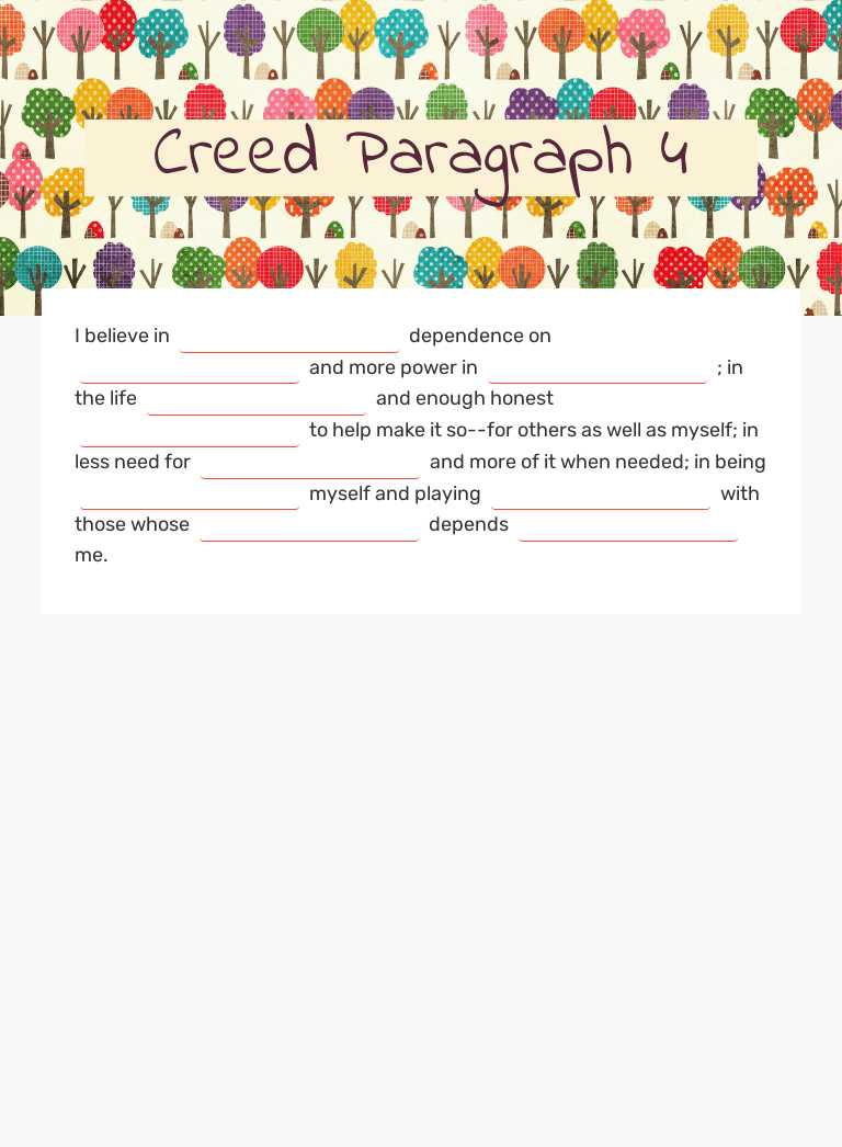 Creed Paragraph 4 worksheet preview image