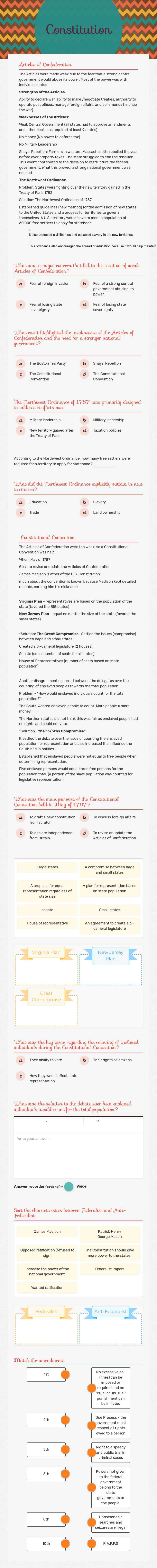 Constitution worksheet preview image