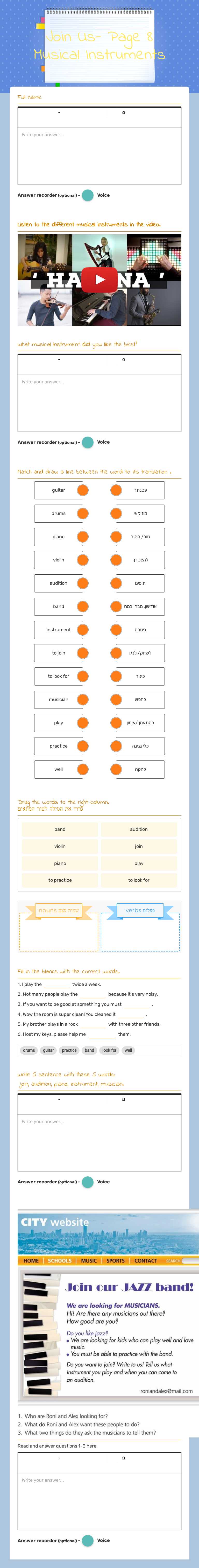 Join Us- Page 8
Musical Instruments worksheet preview image