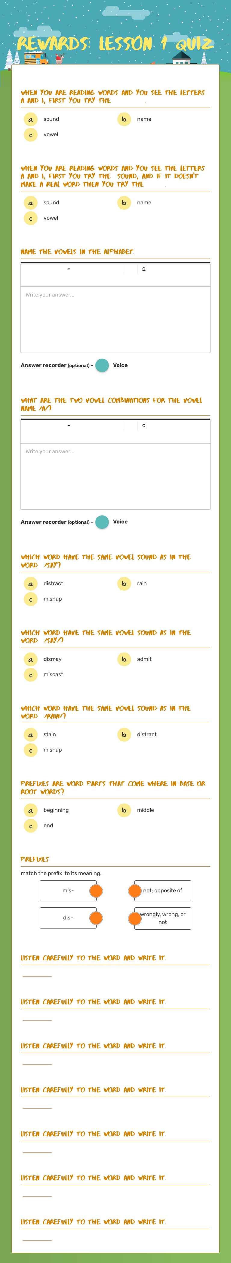 REWARDS: LESSON 1 Quiz worksheet preview image