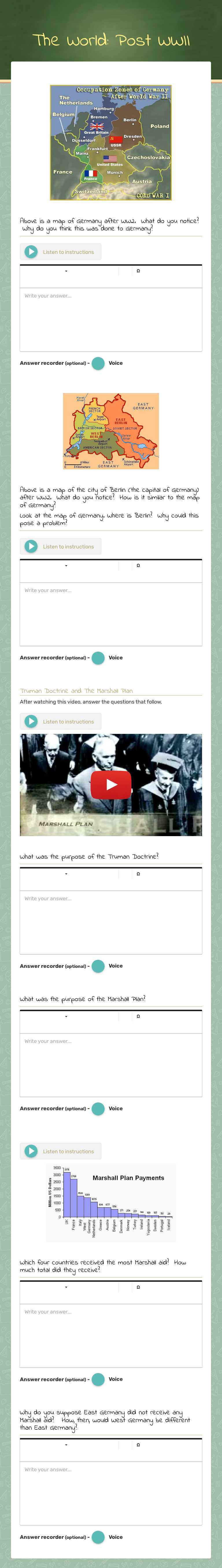 The World: Post WWII worksheet preview image