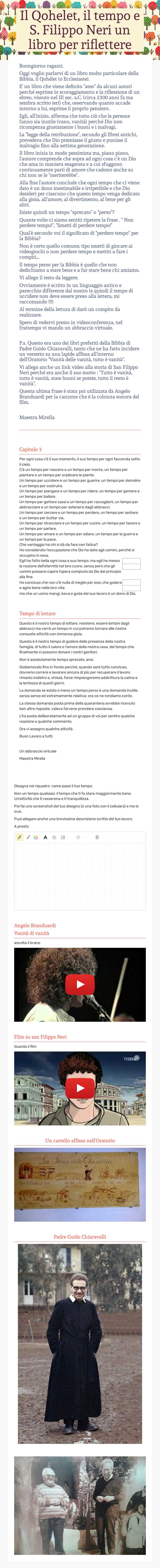 Il Qohelet, il tempo               e S. Filippo Neri                         un libro per riflettere worksheet preview image