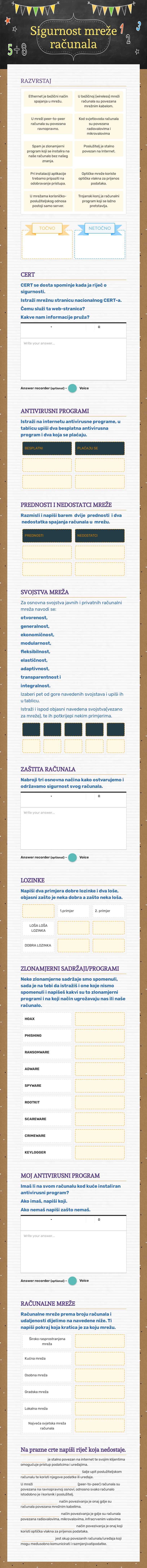 Sigurnost mreže računala worksheet preview image