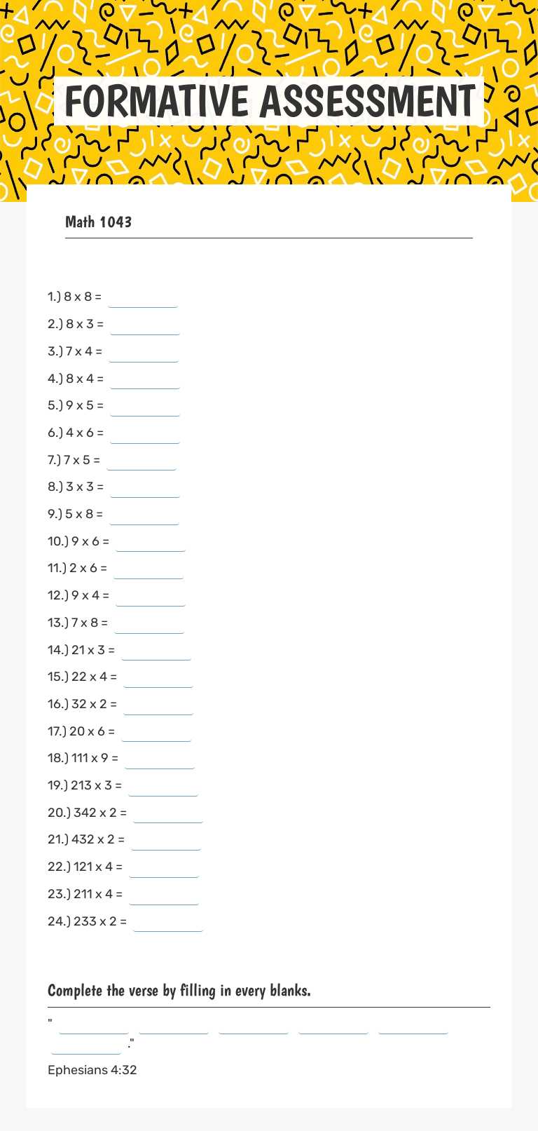 FORMATIVE ASSESSMENT worksheet preview image