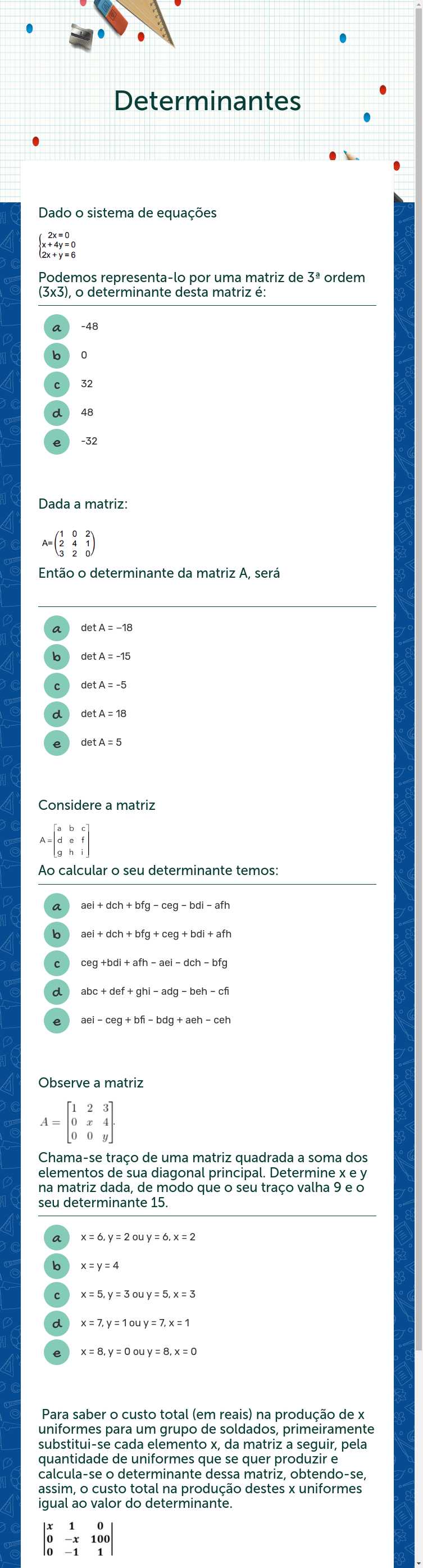 Determinantes worksheet preview image
