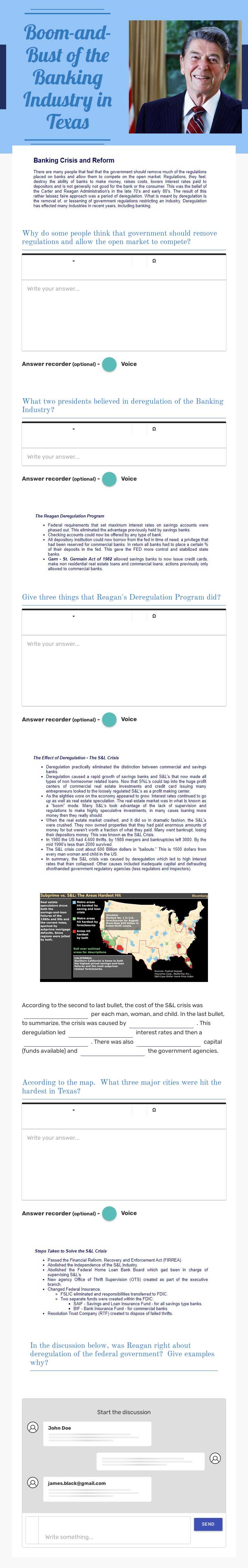 Boom-and-Bust of the Banking Industry in Texas Grade 7 worksheet preview